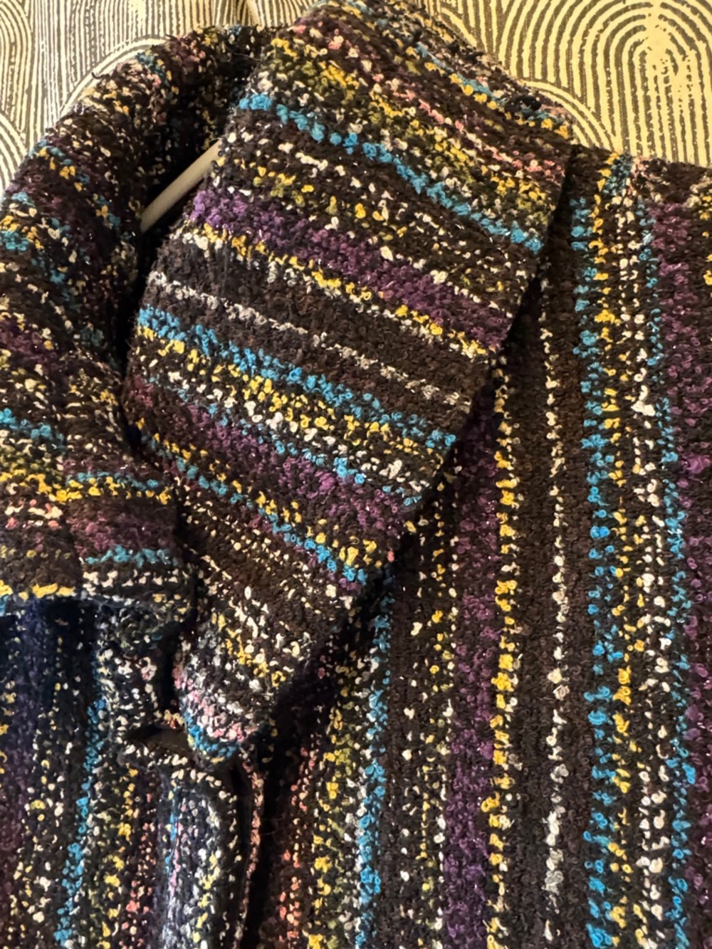 Daisy Black Multi-Color Metallic-Stripe Belted Knit Coat - Picture 5 of 5